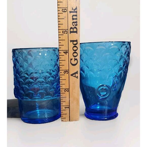 Victorian Trading Italian Seaside Mermaid Cobalt Blue Stacking Glasses Set Of 3 - Picture 9 of 9